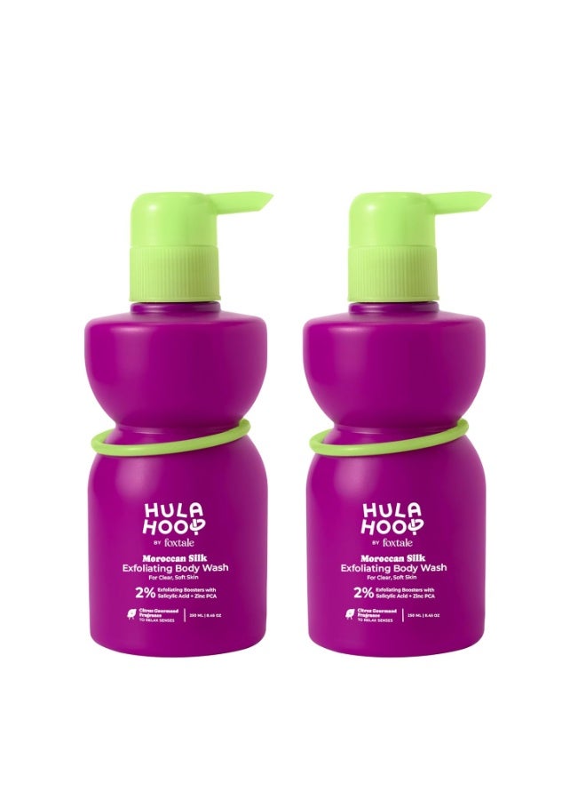 Hula Hoops هولا هووب من فوكستيل غسول الجسم المقشر (2 قطعة) | 2% حمض الساليسيليك + زنك PCA | يقلل من حب الشباب في الجسم، والساقين الفراولة، والتسمير | يقشر ويرطب ليكشف عن بشرة ناعمة وخالية من النتوءات | 250 مل*2 - Image 1